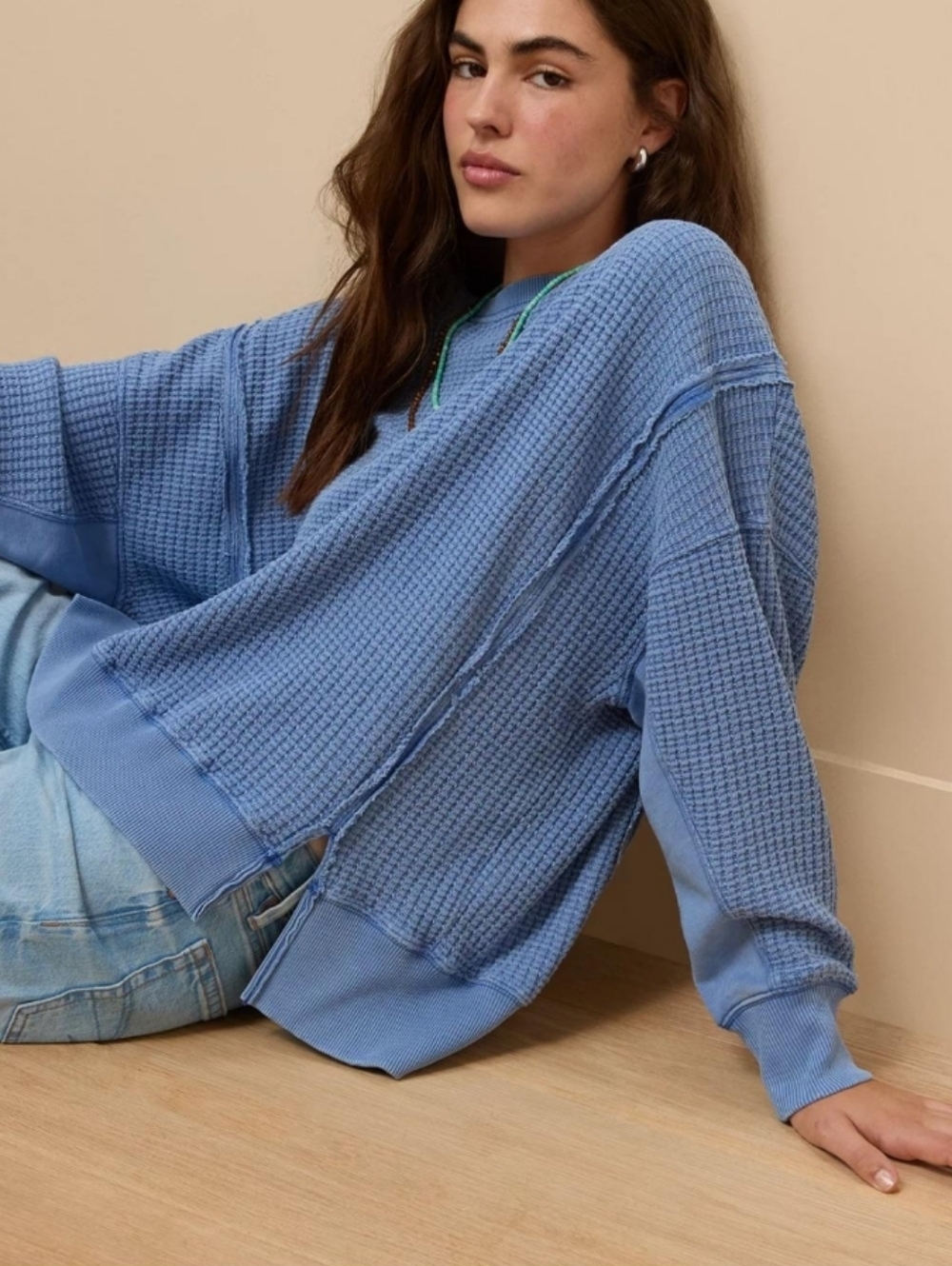 American Eagle "Seriously Lived-In" Waffle Knit Sweatshirt